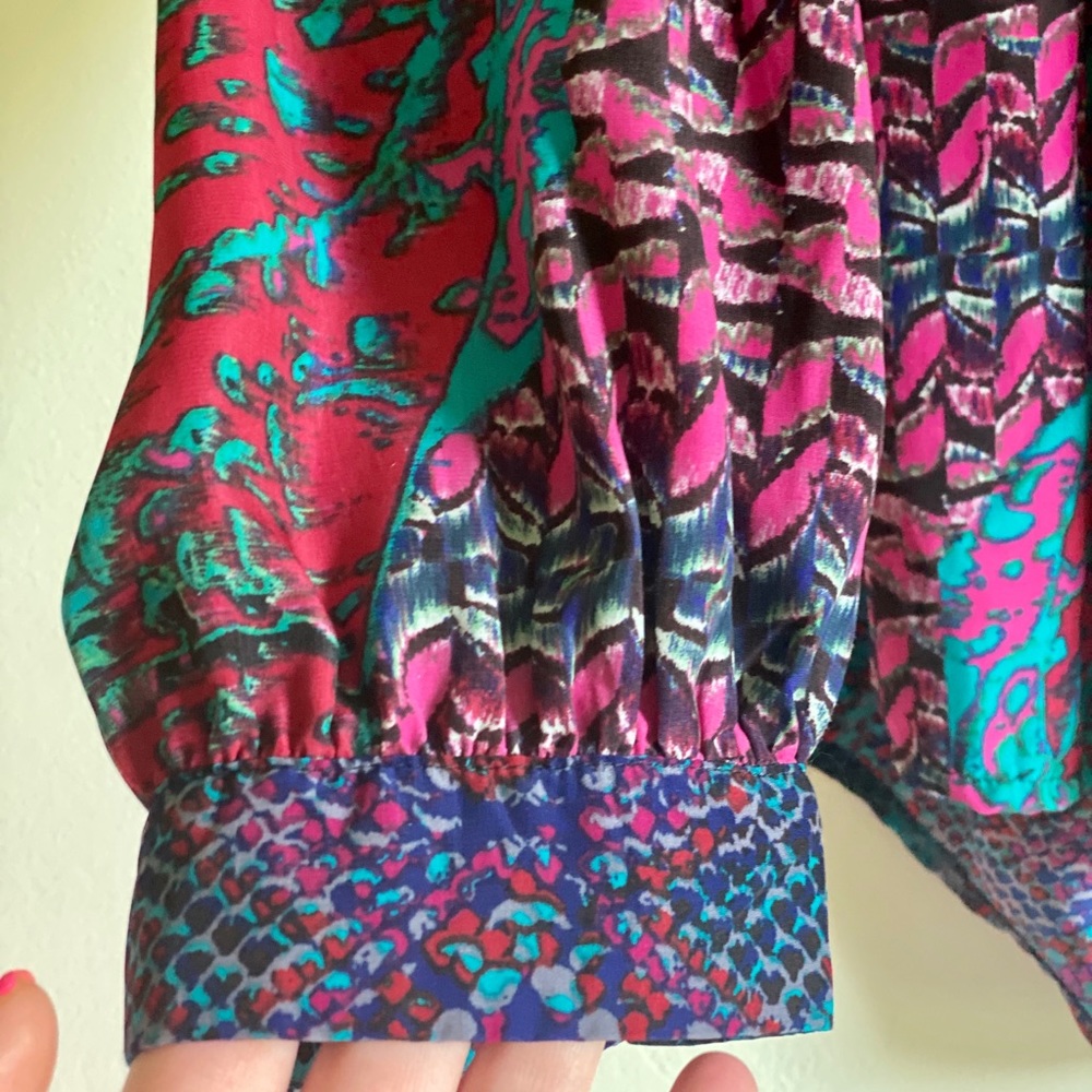 SNAKE PRINT EMBROIDERED & EMBELLISHED BLOUSE TOP - Picture 4 of 10